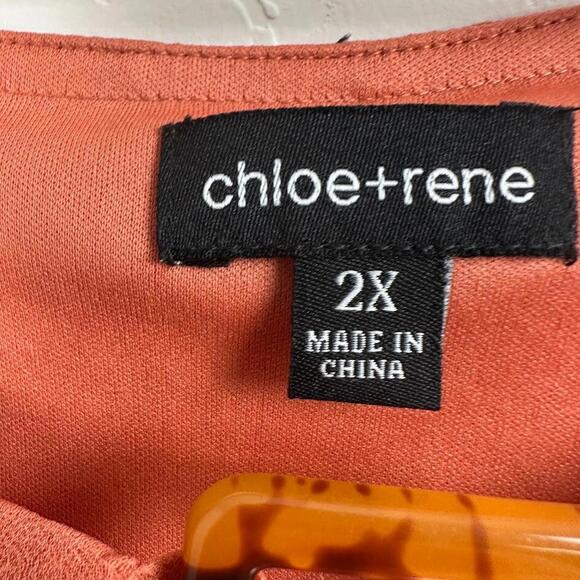 Chloe+Rene Womens 2X‎ Dress Orange Flowy Summer - Picture 3 of 8